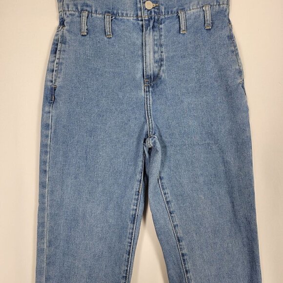 Redial Women's High Rise Paperbag Waist Straight Leg Light Wash Jean Sz 4 (EU34) - Picture 5 of 16